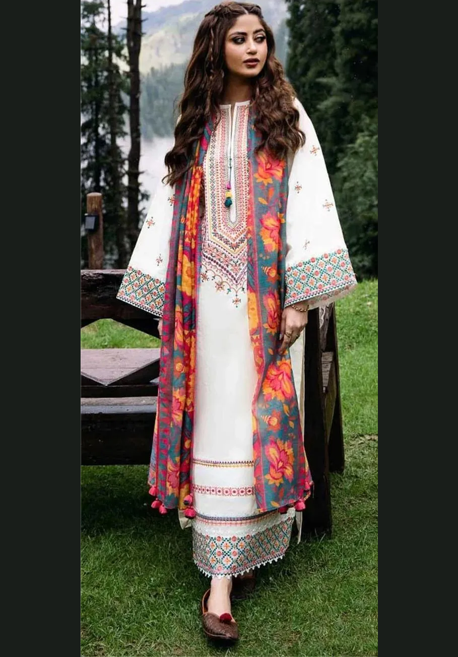 3 Pcs Women's Unstitched Embroidered Suit