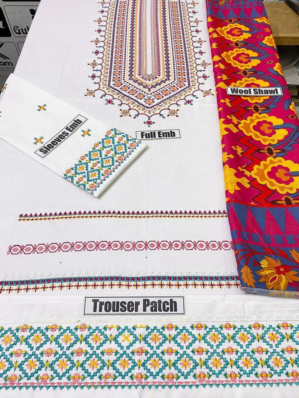 3 Pcs Women's Unstitched Embroidered Suit