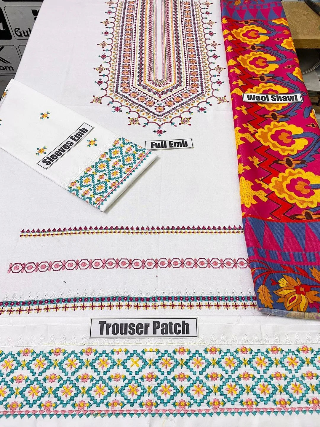 3 Pcs Women's Unstitched Embroidered Suit