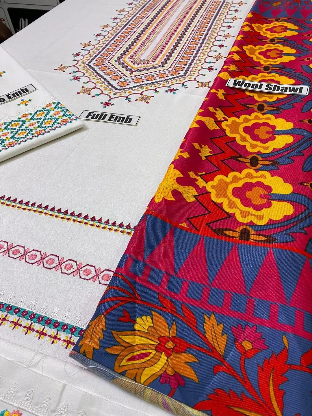 3 Pcs Women's Unstitched Embroidered Suit