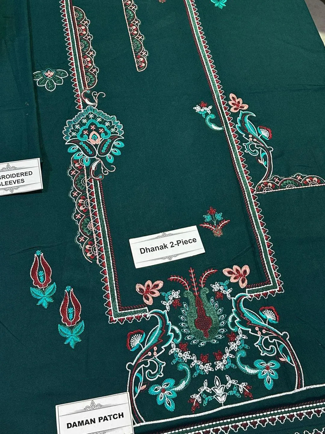 2 Pcs Women's Unstitched Embroidered Suit