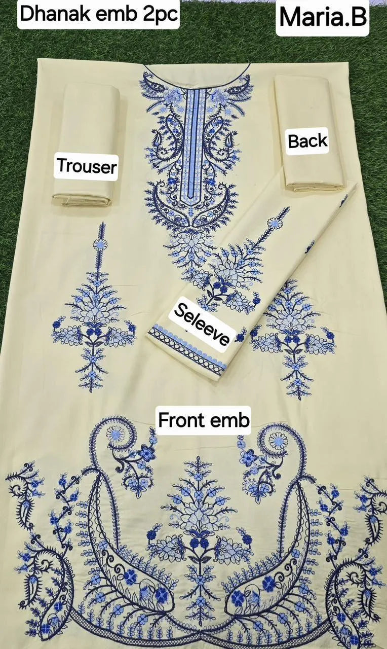 2 Pcs Women's Unstitched Embroidered Suit