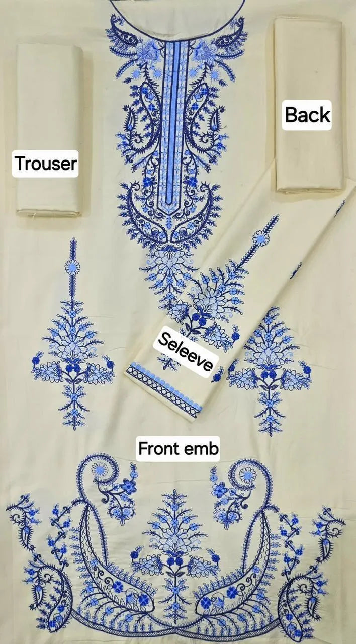2 Pcs Women's Unstitched Embroidered Suit