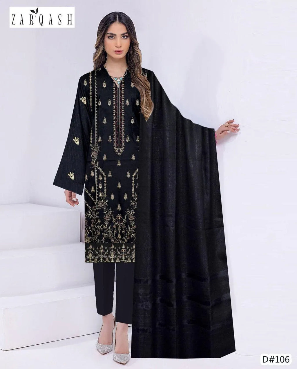 3 Pcs Women's Unstitched Embroidered Suit