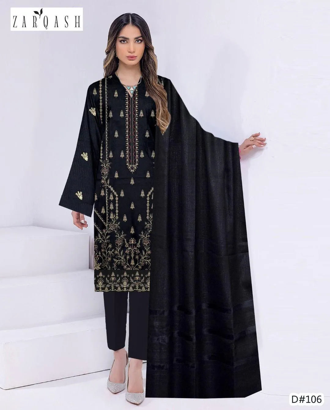 3 Pcs Women's Unstitched Embroidered Suit