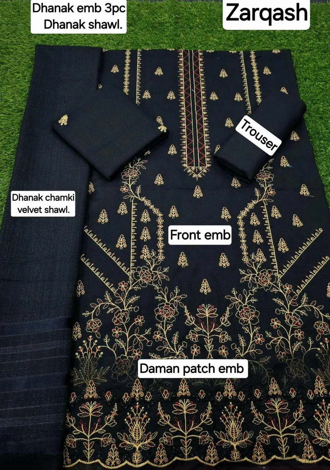 3 Pcs Women's Unstitched Embroidered Suit