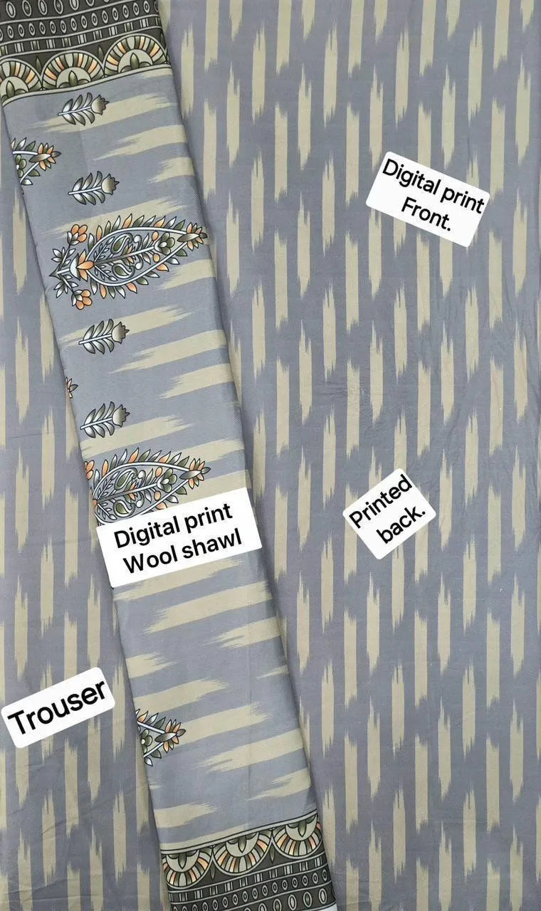 3 Pcs Women's Unstitched Printed Suit