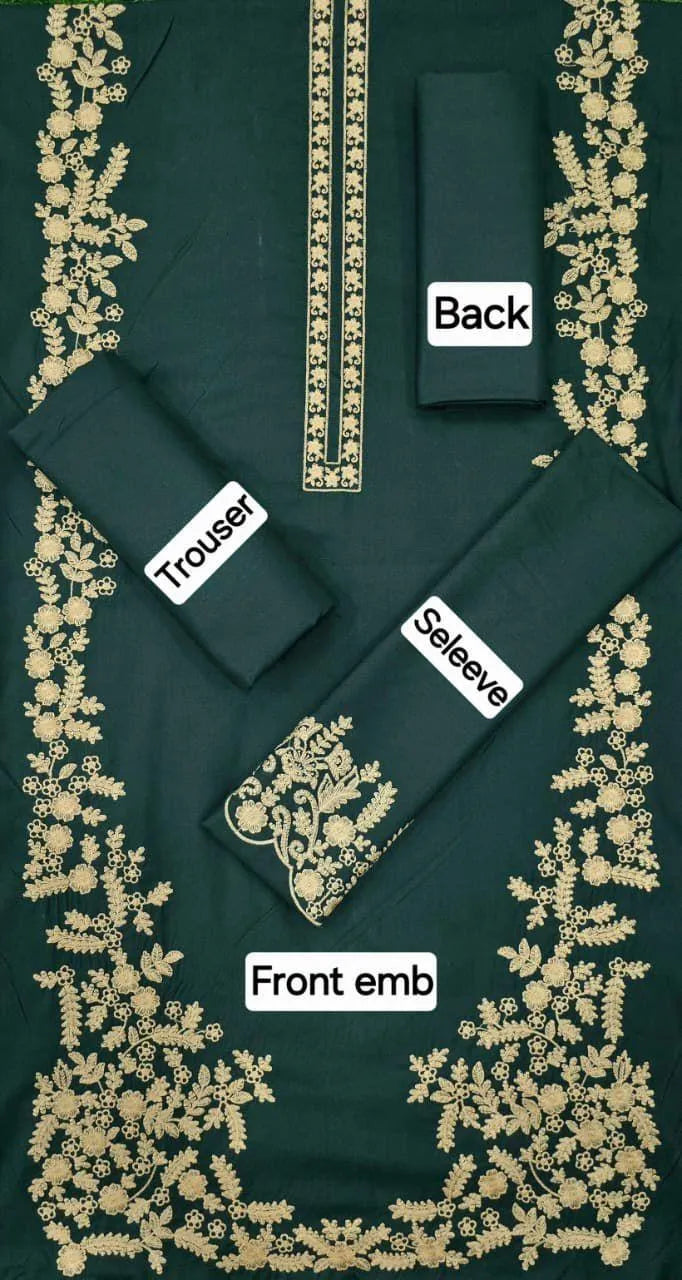 2 Pcs Women's Unstitched Embroidered Suit