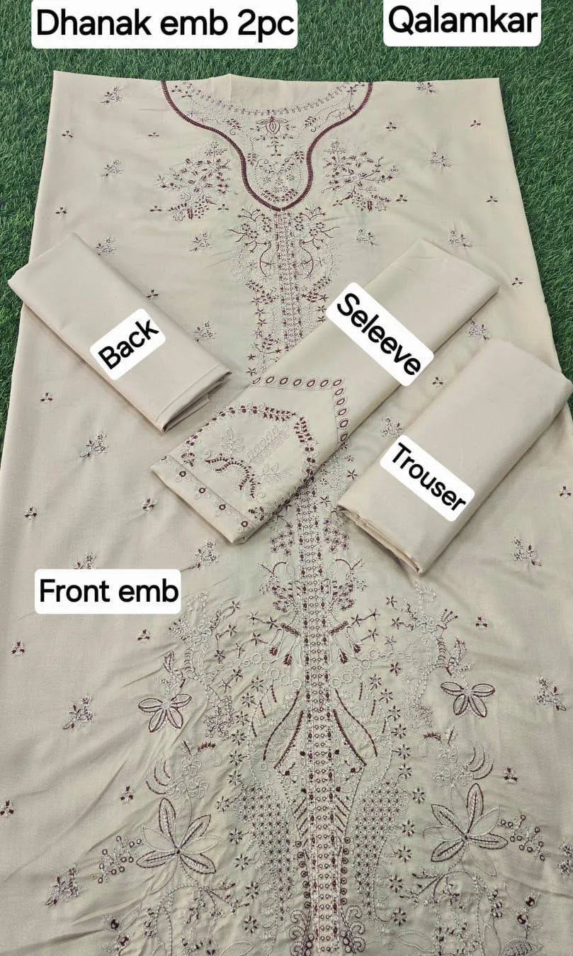 2 Pcs Women's Unstitched Embroidered Suit