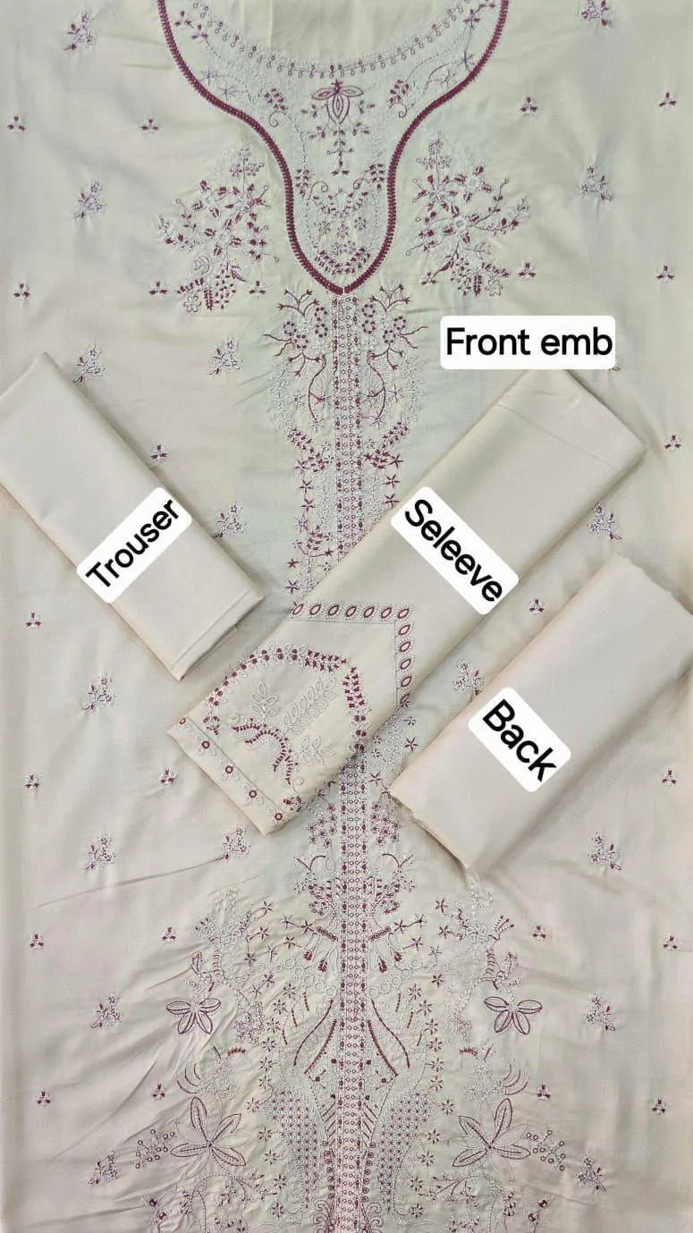 2 Pcs Women's Unstitched Embroidered Suit