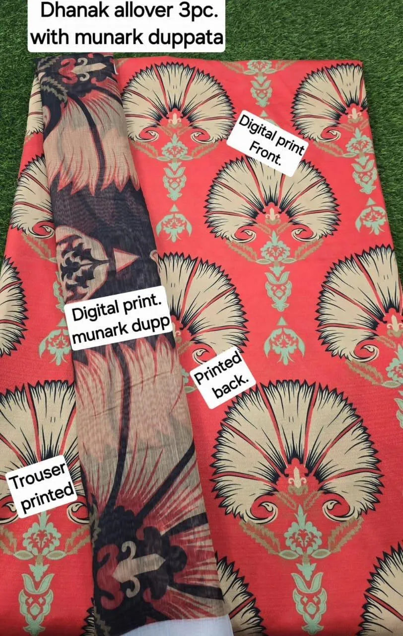 3 Pcs Women's Unstitched Printed Suit