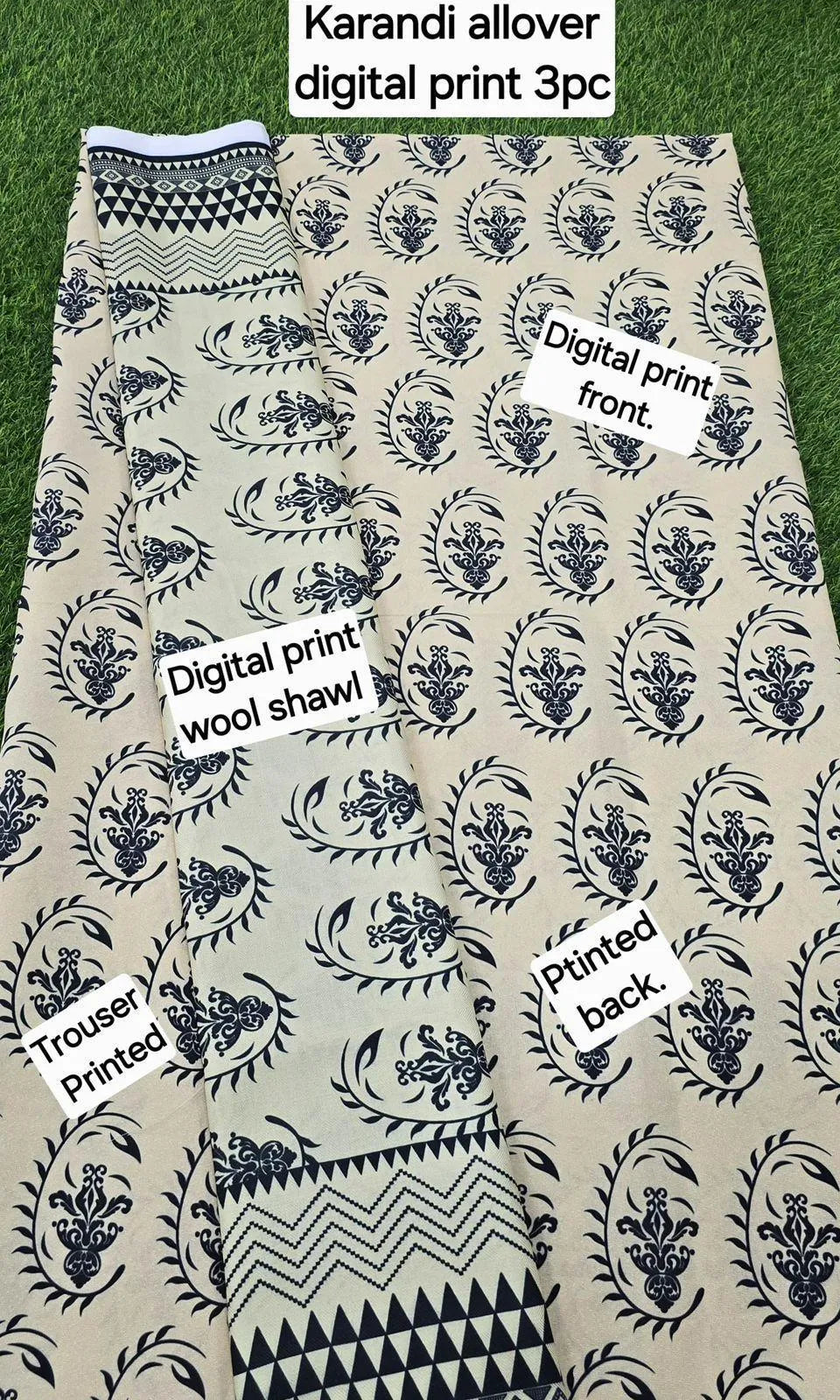 3 Pcs Women's Unstitched Digital Print Suit