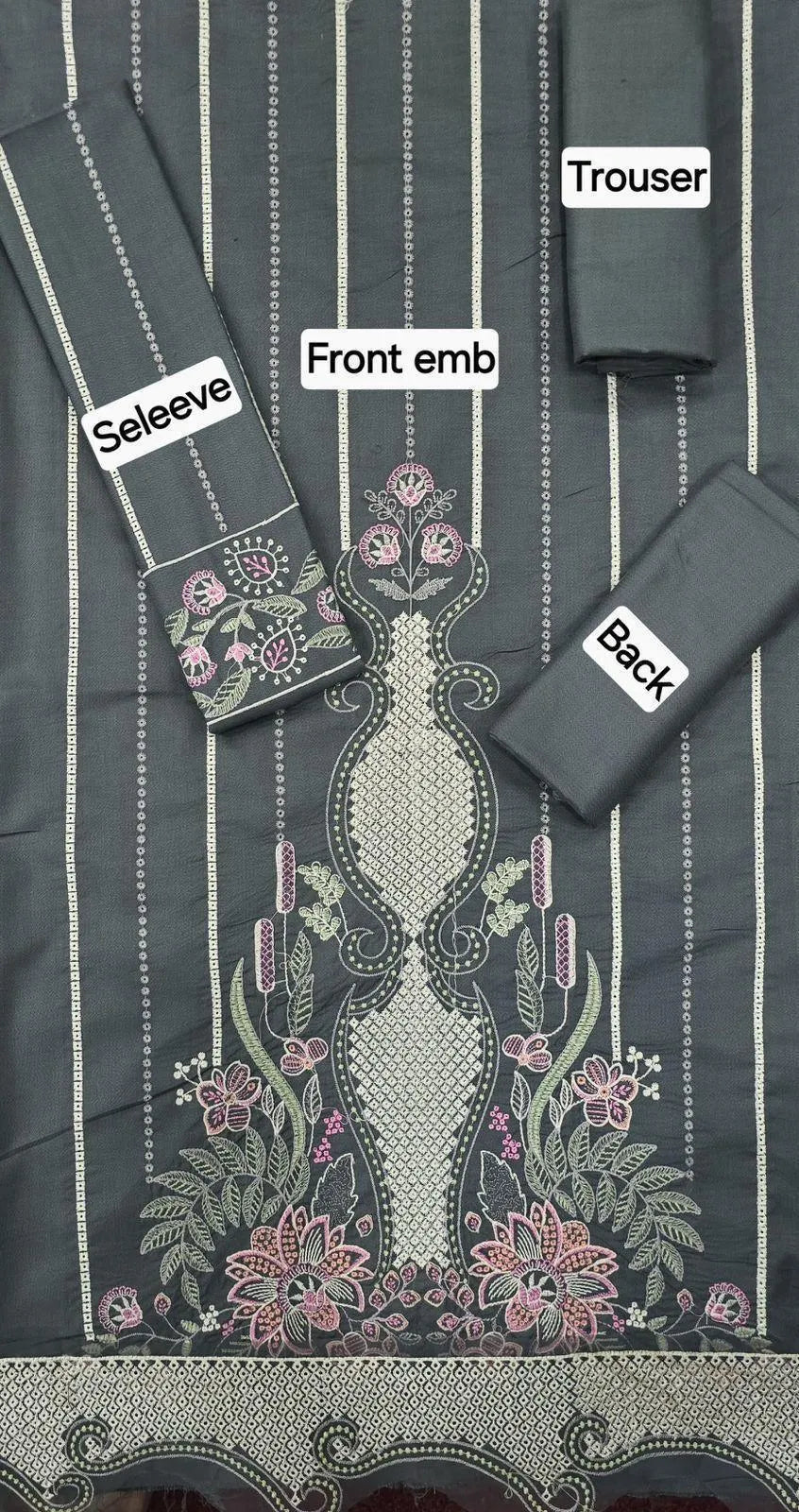 2 Pcs Women's Unstitched Embroidered Suit