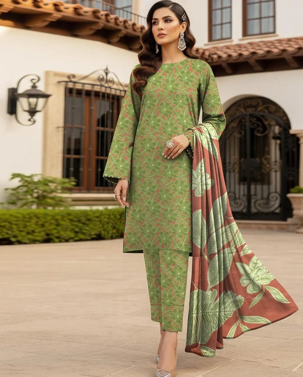 3 Pcs Women's Unstitched Digital Print Suit