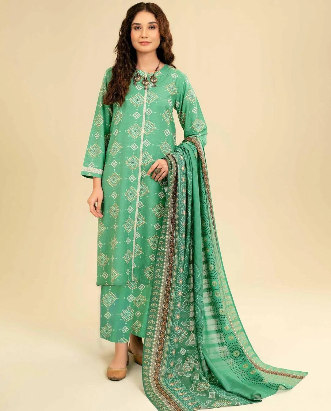 3 Pcs Women's Unstitched Digital Print Suit