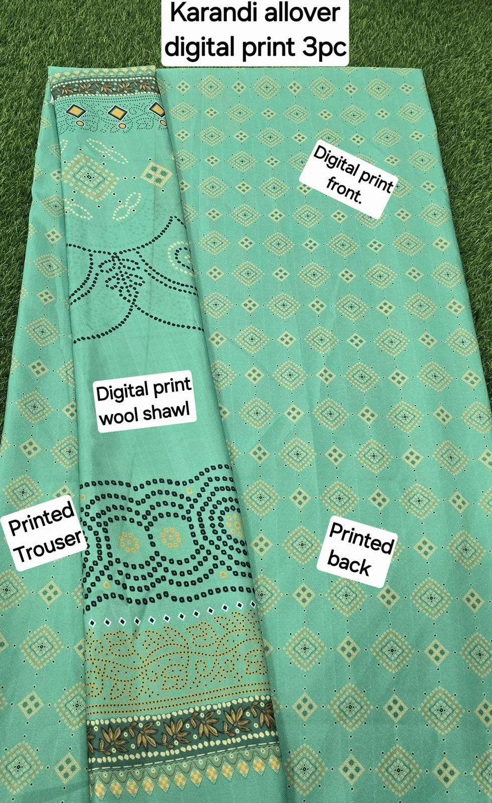 3 Pcs Women's Unstitched Digital Print Suit