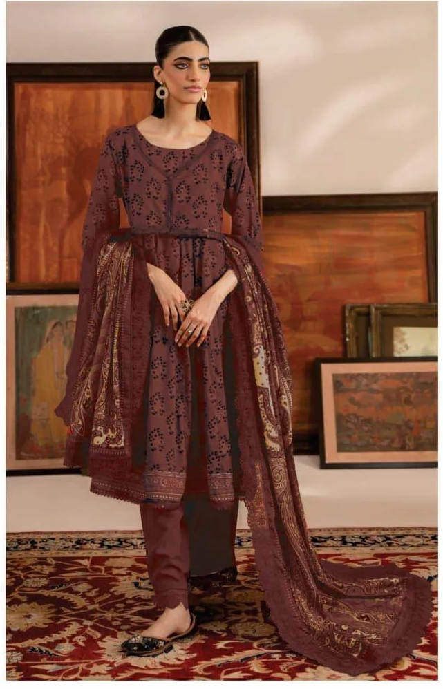 3 Pcs Women's Unstitched Digital Print Suit